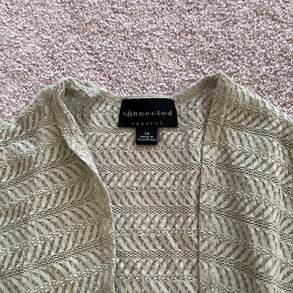 Connected Apparel Sage Green Cropped Cardigan Cover-Up M/L - Picture 3 of 5